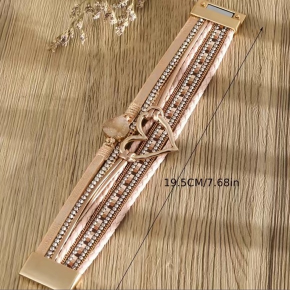 Bohemian Layered Stone Leather Bracelet - Picture 3 of 6